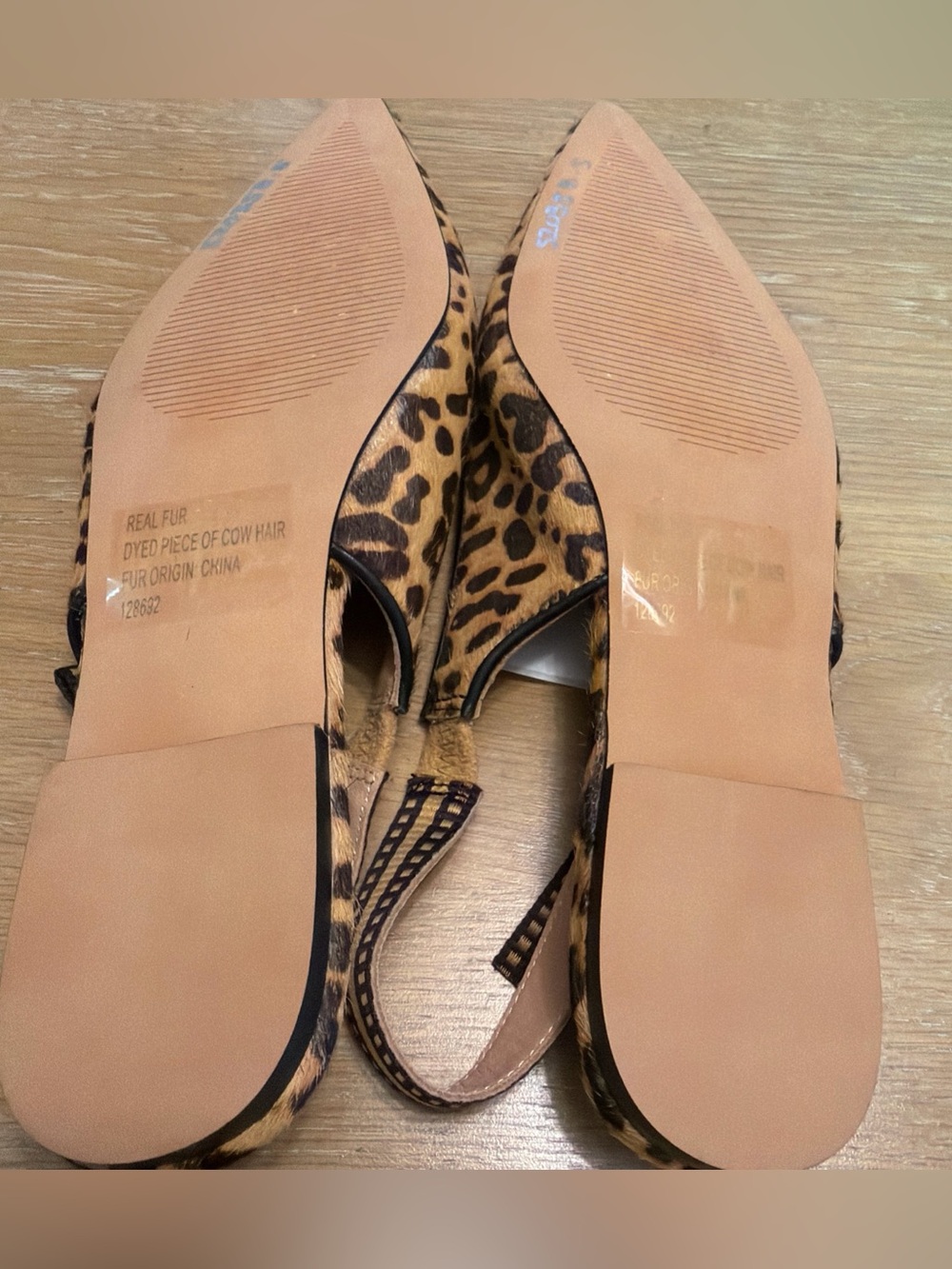 Steve Madden Leopard Calf Hair Bow Slingback Pointed Toe Flats NWOB Size 8.5 - Picture 5 of 6